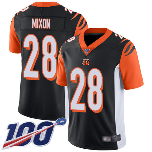 Cincinnati Bengals Limited Black Men Joe Mixon Home Jersey NFL Footballl #28 100th Season Vapor Untouchable